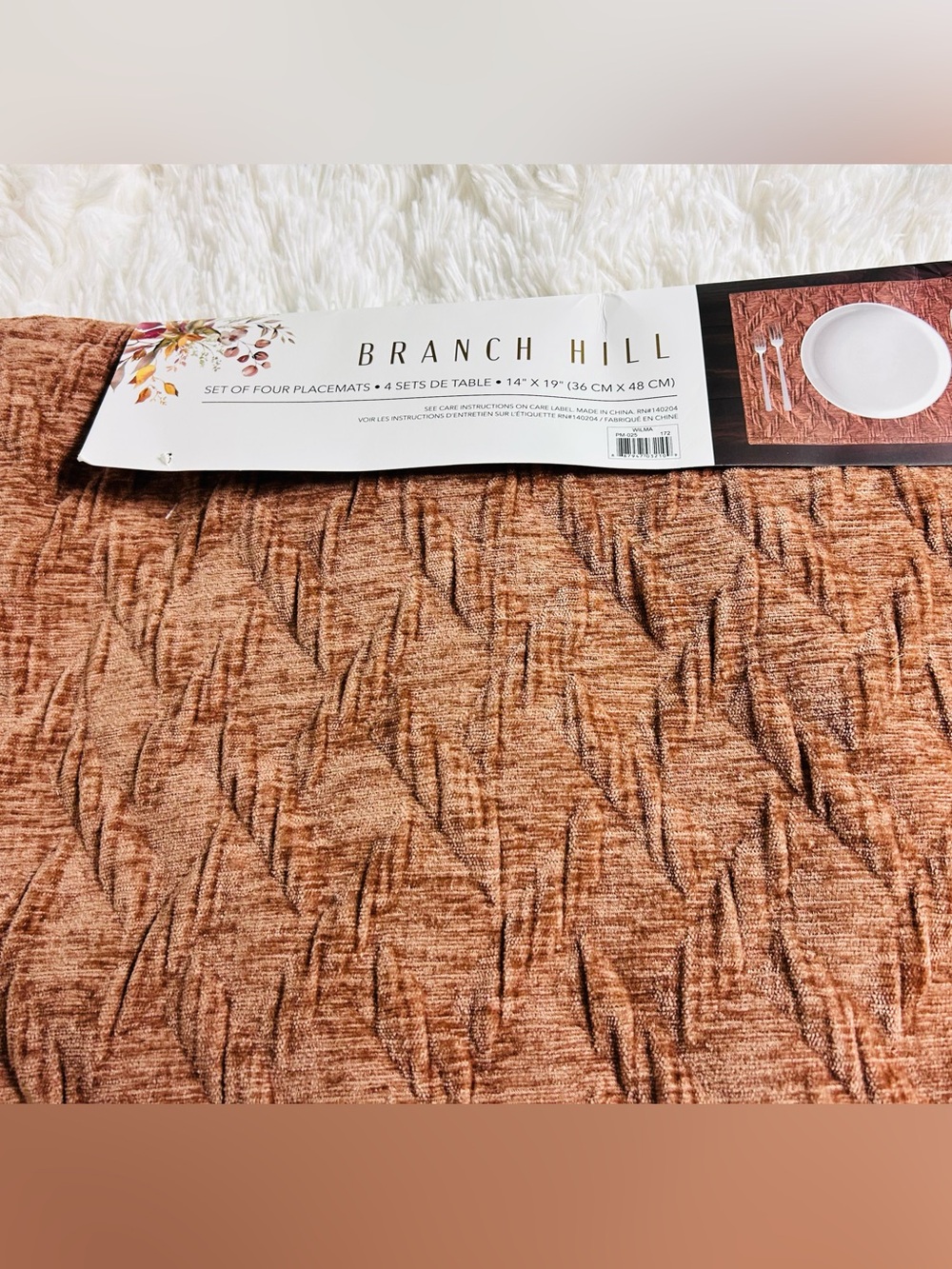 Branch Hill Copper Textured Placemat Set of 4  textured rust fabric NWT - Picture 7 of 10